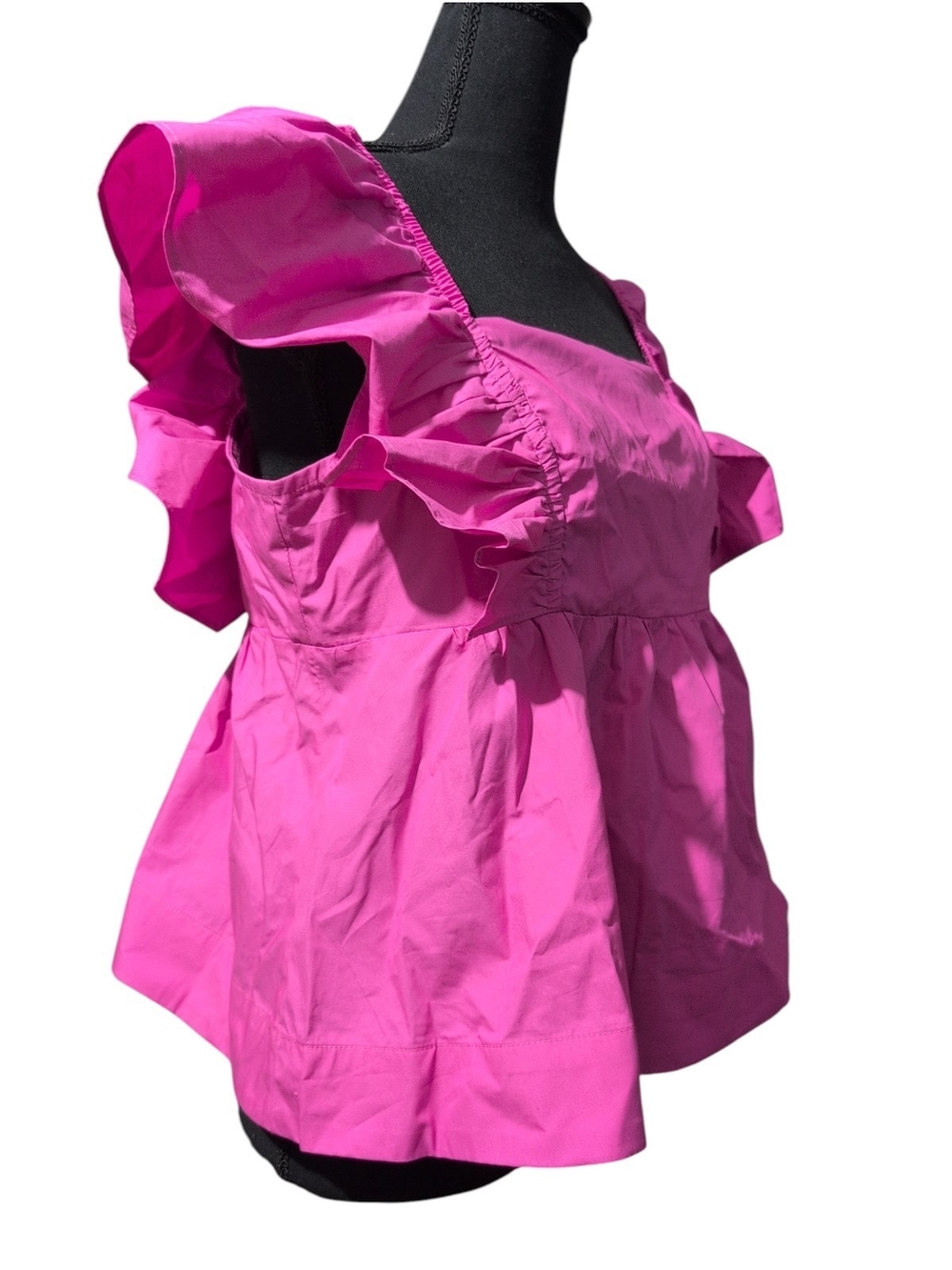 Free Assembly Pink Ruffle Sleeve Square Neck Top Size S (4-6) NWT - Picture 6 of 11